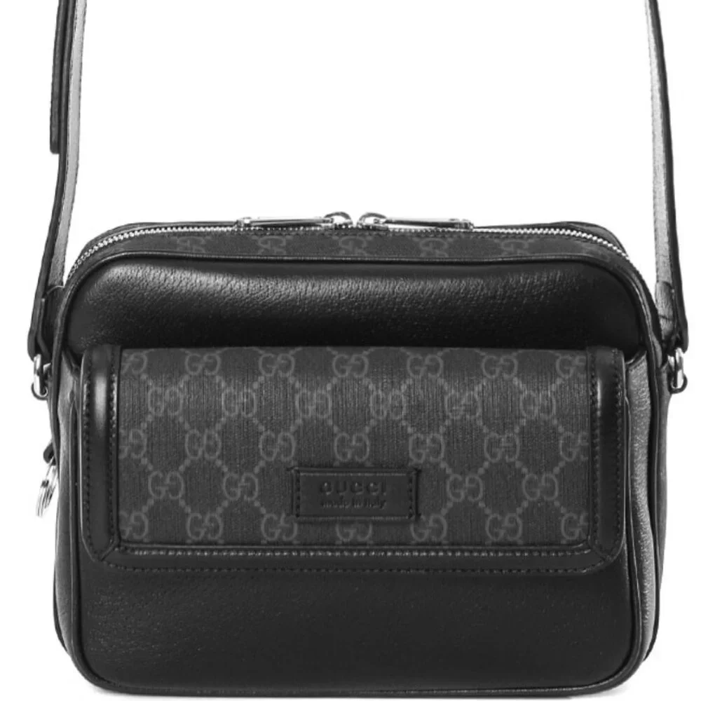 GUCCI 795464 GG Supreme Leather & Canvas Crossbody Bag, ships from USA